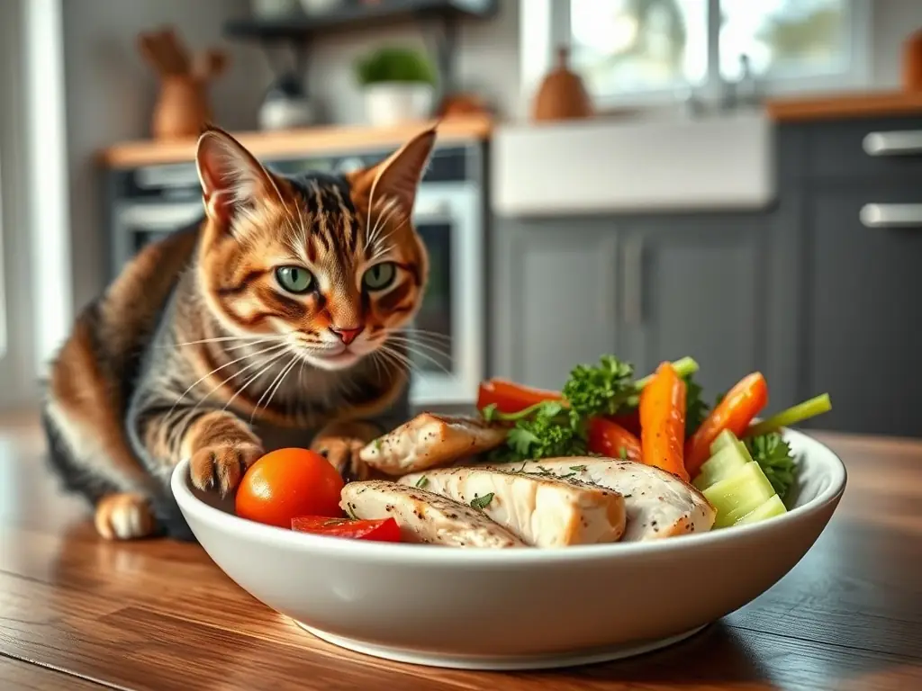 A split image showcasing both dog and cat food options side by side, emphasizing the variety and quality of ingredients. The image should highlight the natural and wholesome nature of the products.